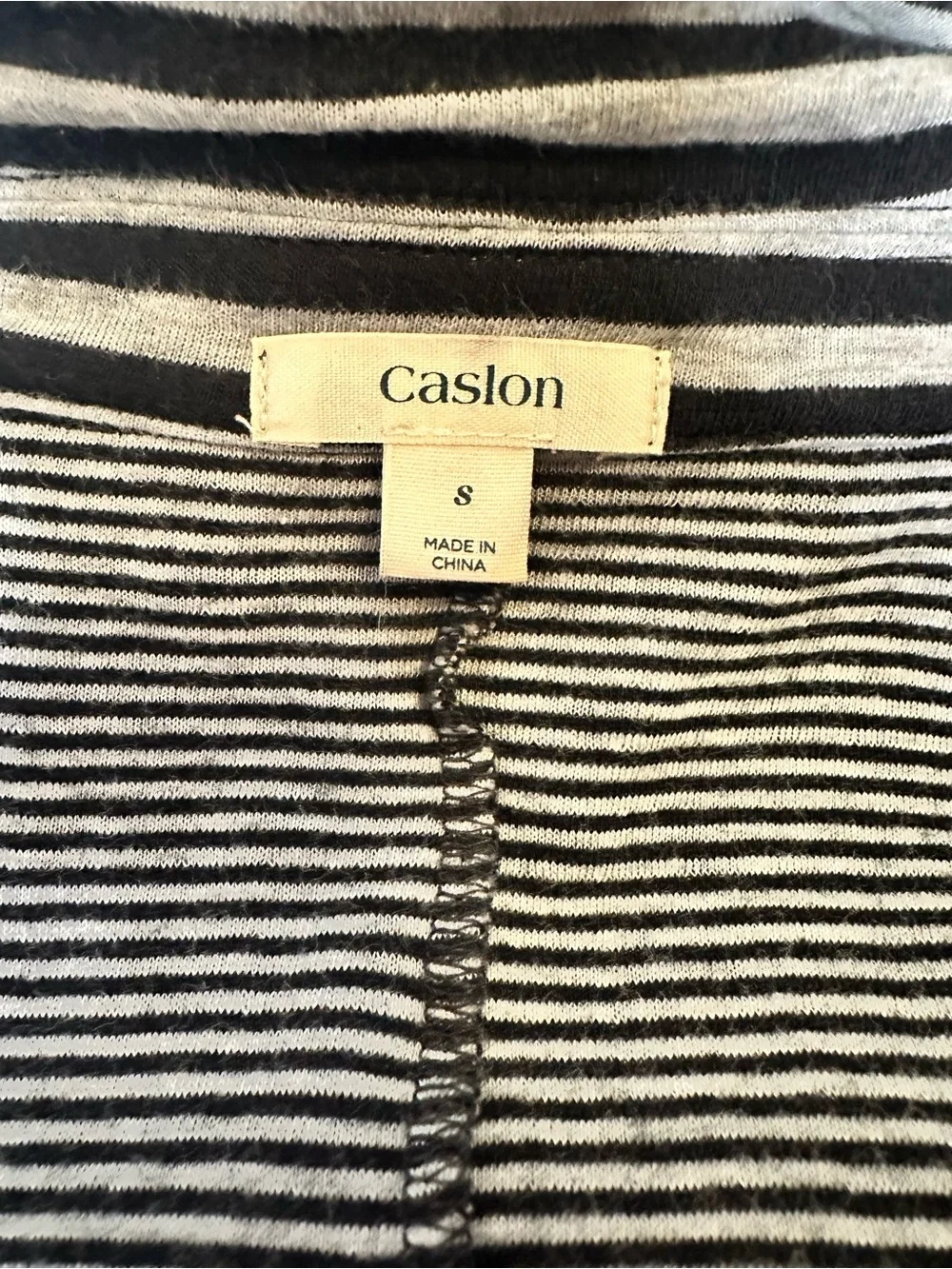 Caslon Black Gray Striped Knit Blazer Size S Cotton Open Front Jacket